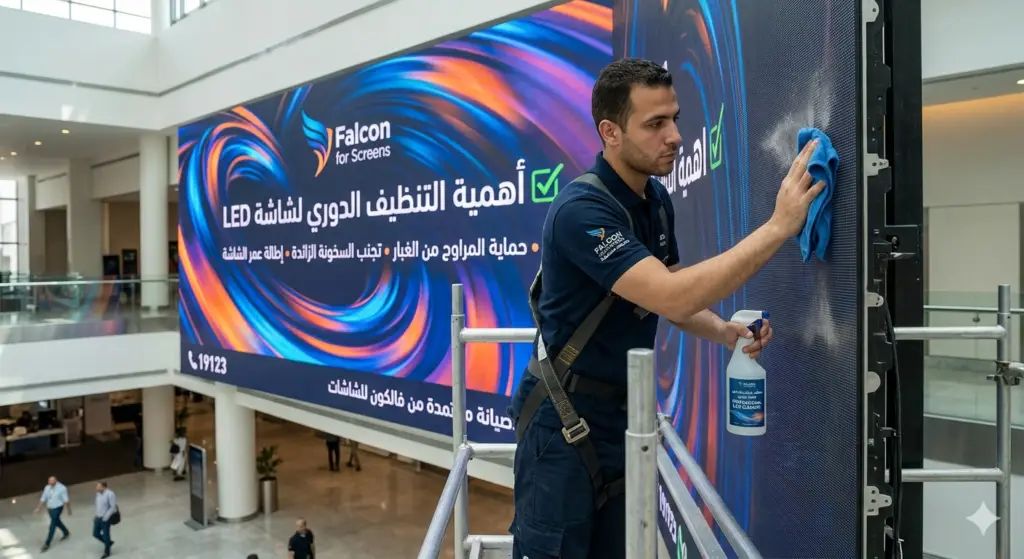 تنظيف شاشة LED ضخمة