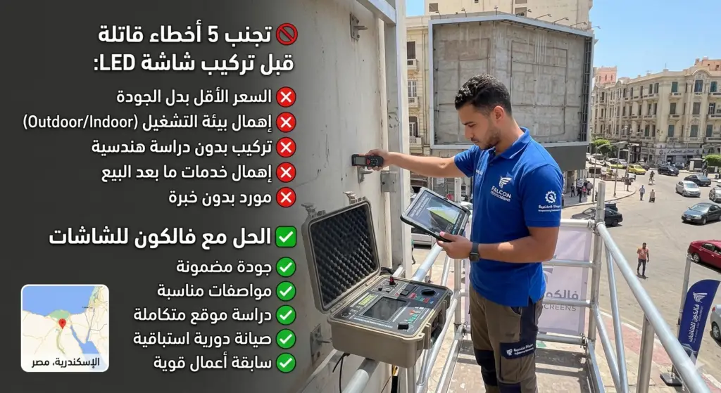 5 أخطاء شائعة تدمر استثمارك في شاشات الليد (LED)